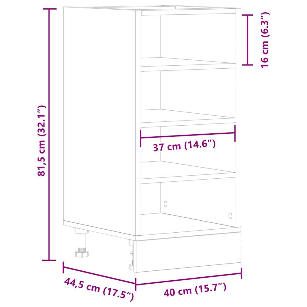 Bunnskap hvit 40x44,5x81,5 cm konstruert tre