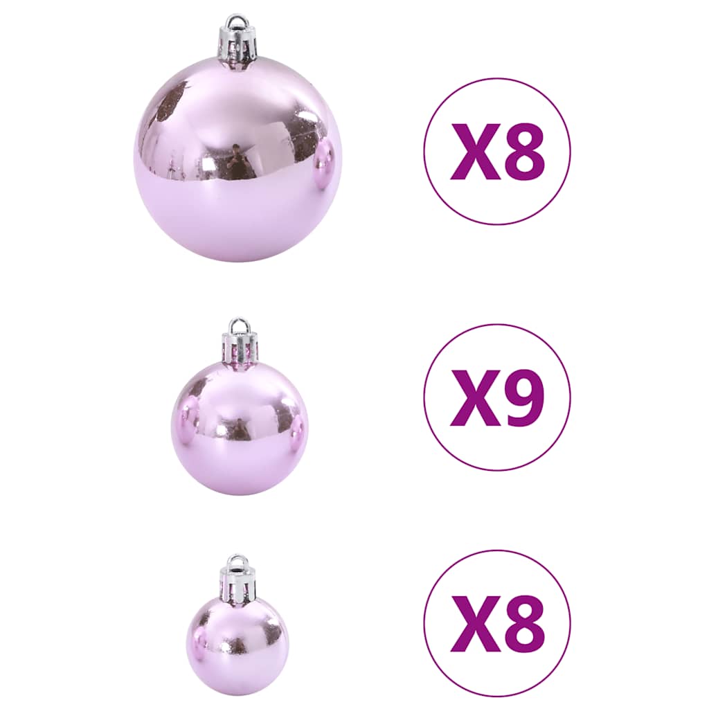 Julekuler 100 stk rosa Ø3/4/6 cm
