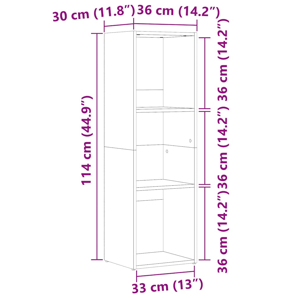 Bokhylle gammelt tre 36x30x114 cm konstruert tre