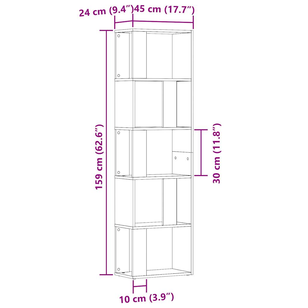 Bokhylle artisan eik 45x24x159 cm konstruert tre