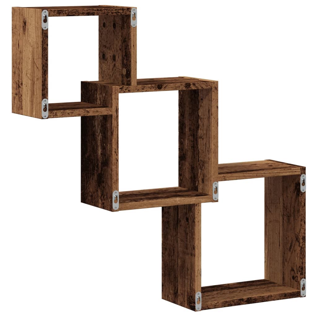 Vegghyller kubeformet gammelt tre 68x15x68 cm konstruert tre