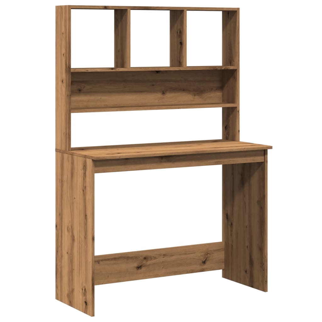 Skrivebord med hyller artisan eik 102x45x148 cm konstruert tre