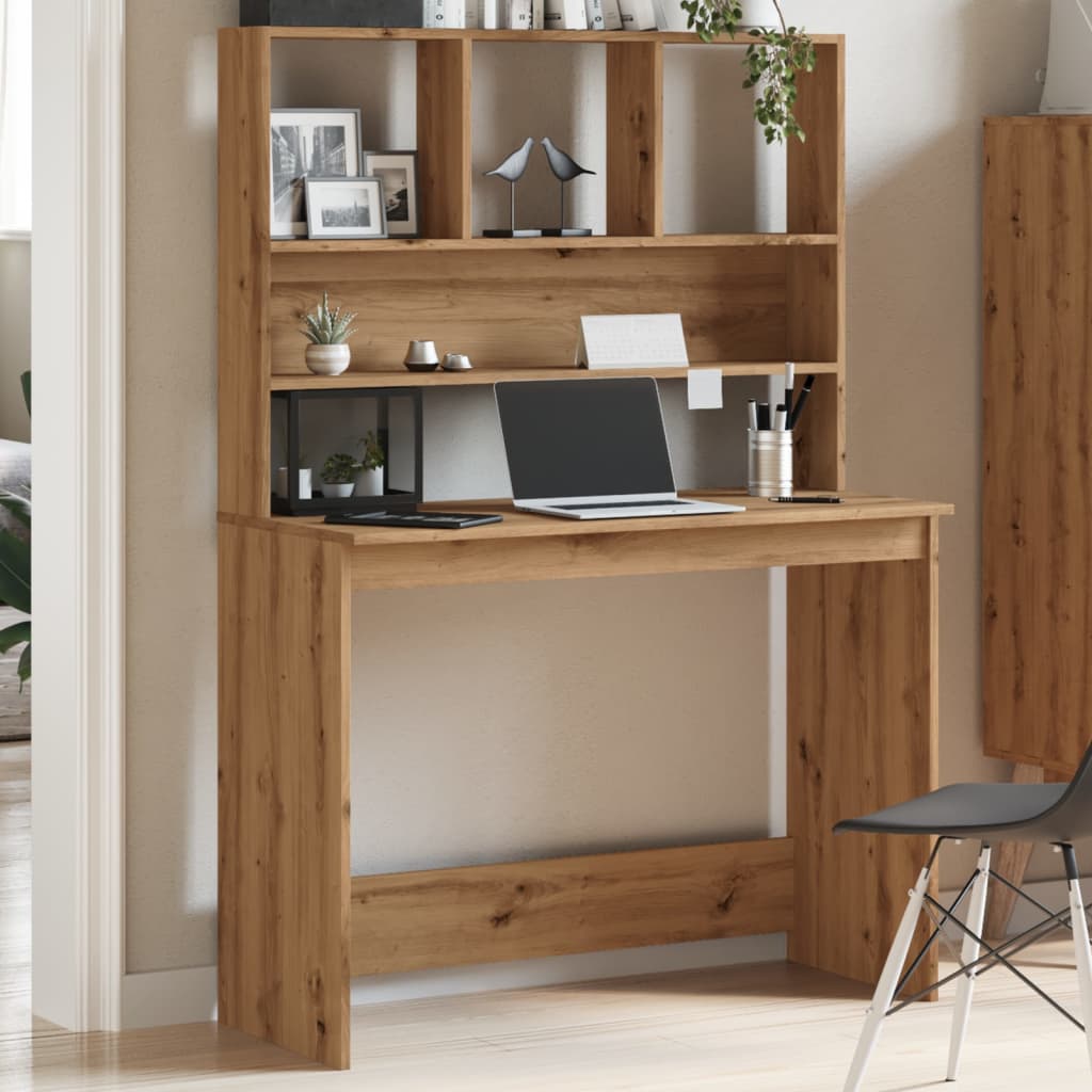 Skrivebord med hyller artisan eik 102x45x148 cm konstruert tre