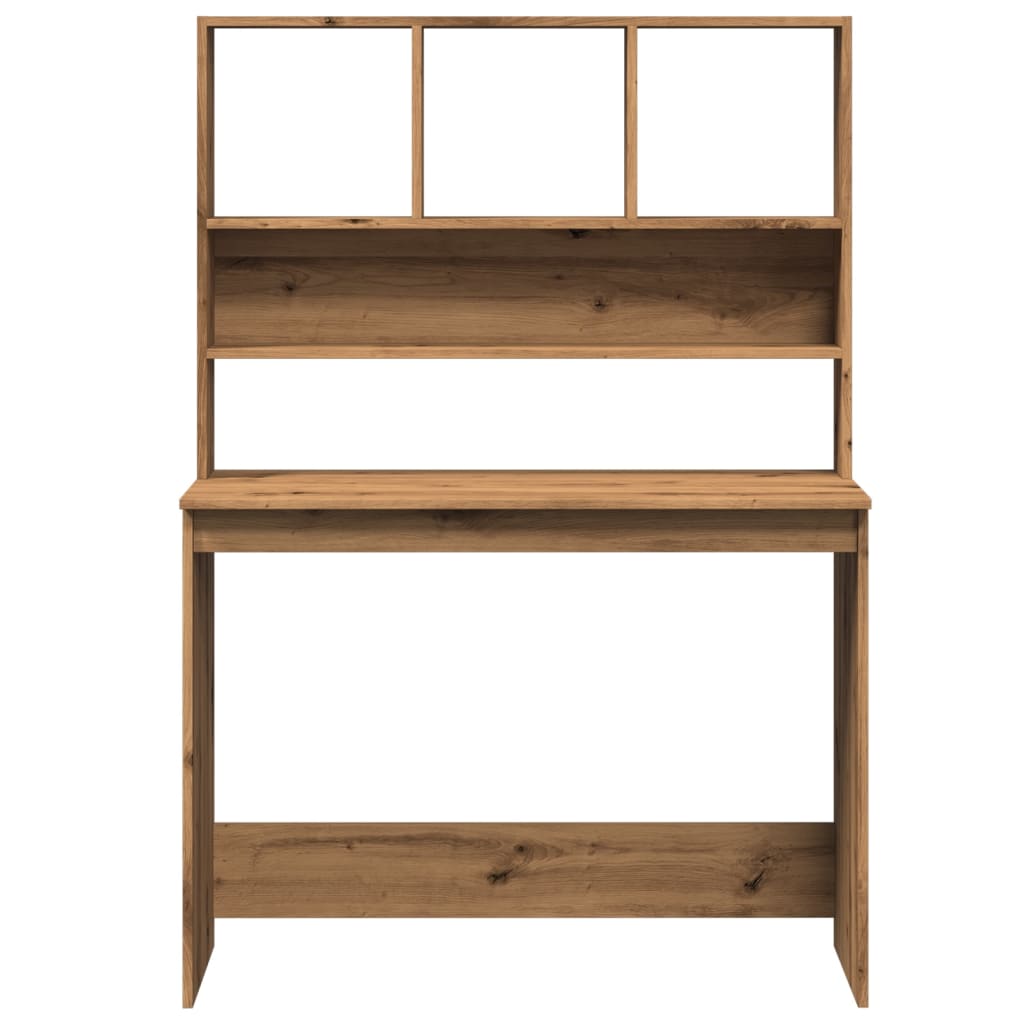 Skrivebord med hyller artisan eik 102x45x148 cm konstruert tre