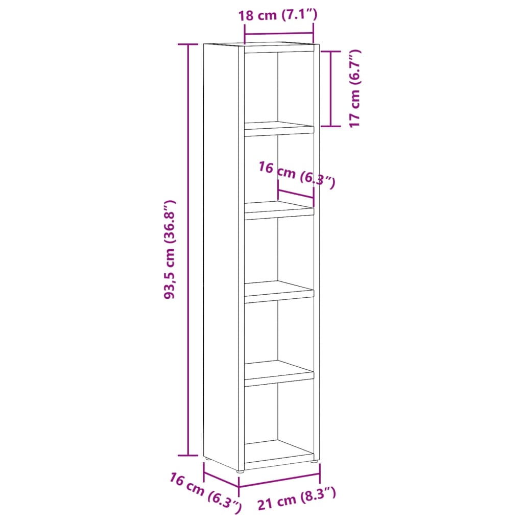 CD-skap 2 stk artisan eik 21x16x93,5 cm konstruert tre