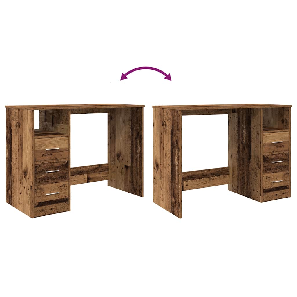 Skrivebord gammelt tre 102x50x76 cm konstruert tre