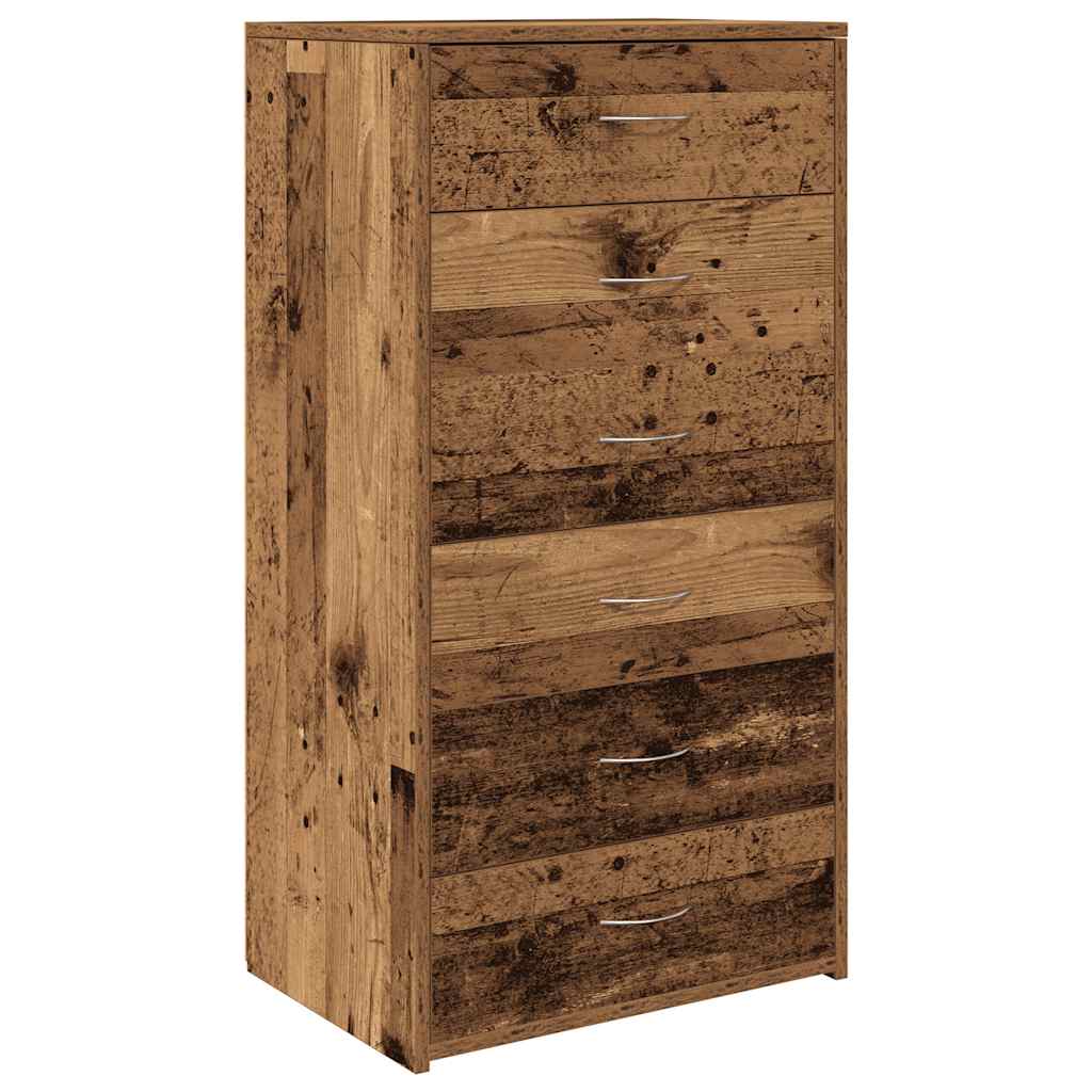 Skjenk med 6 skuffer gammelt tre 50x34x96 cm konstruert tre