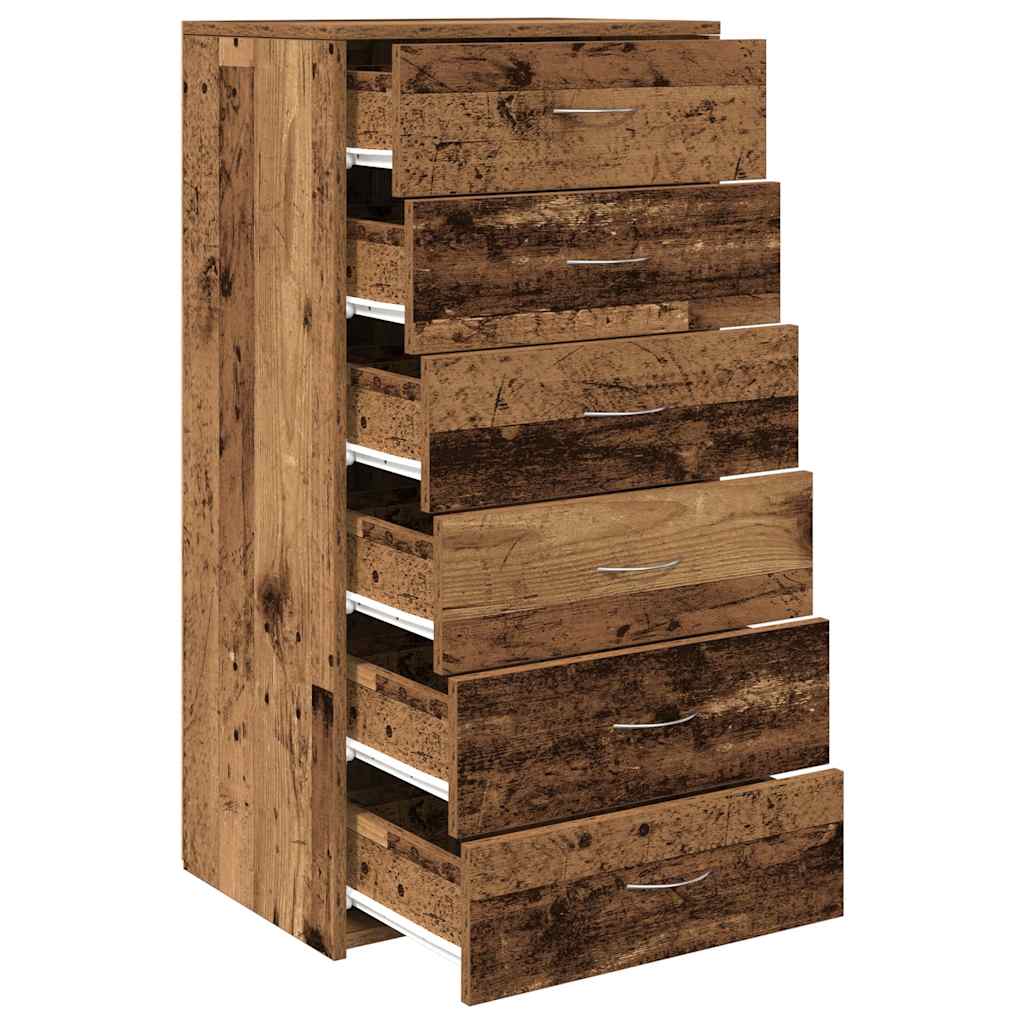 Skjenk med 6 skuffer gammelt tre 50x34x96 cm konstruert tre