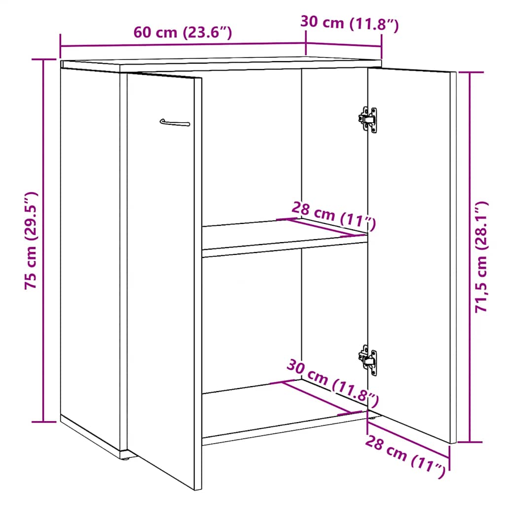 Skjenk artisan eik 60x30x75 cm konstruert tre