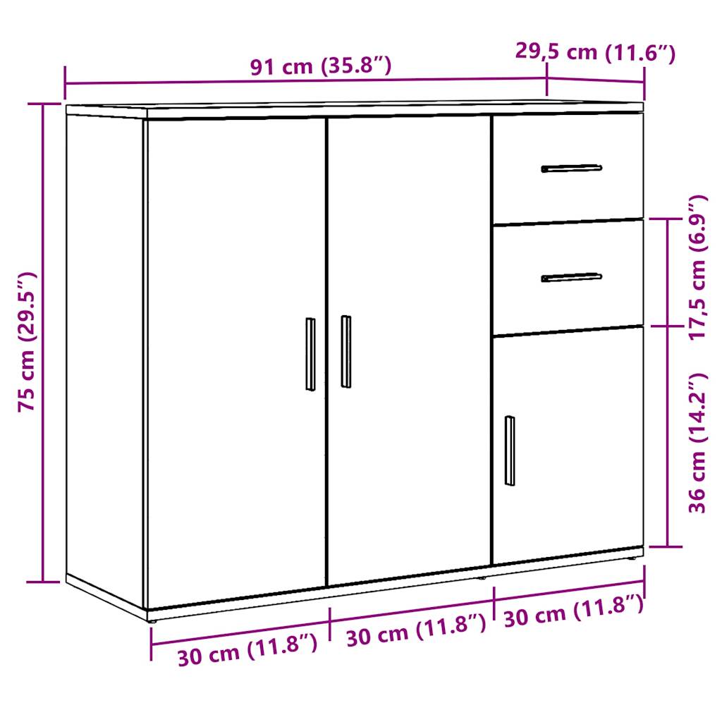Skjenk gammelt tre 91x29,5x75 cm konstruert tre