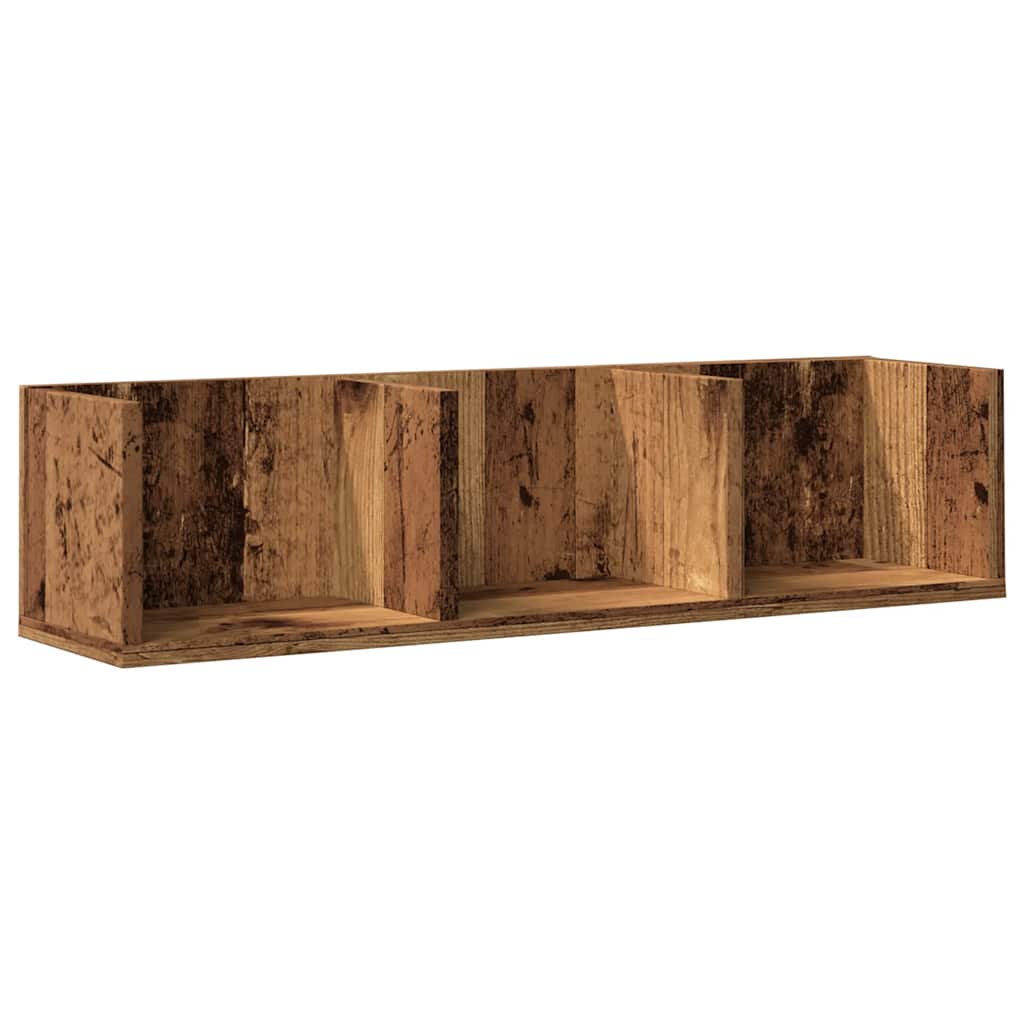 Veggmontert CD-hylle gammelt tre 75x18x18 cm konstruert tre