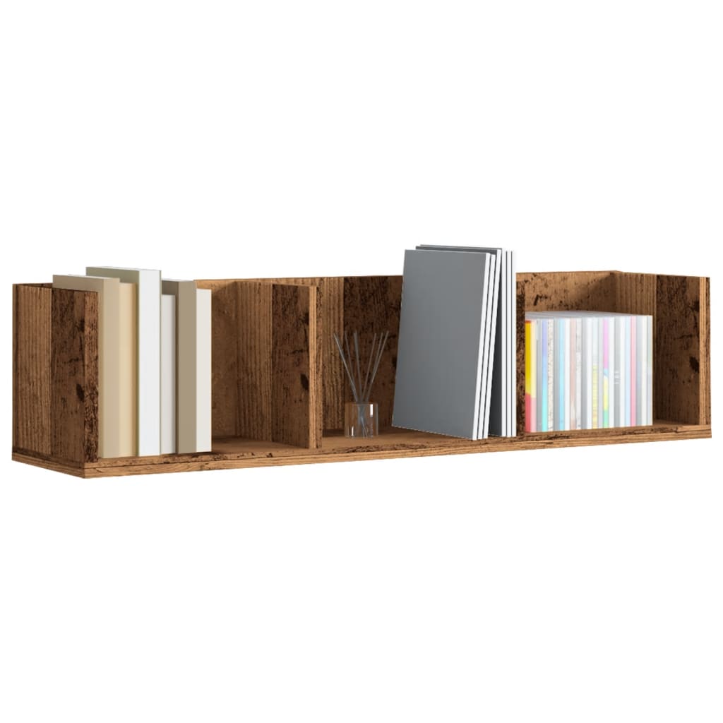 Veggmontert CD-hylle gammelt tre 75x18x18 cm konstruert tre