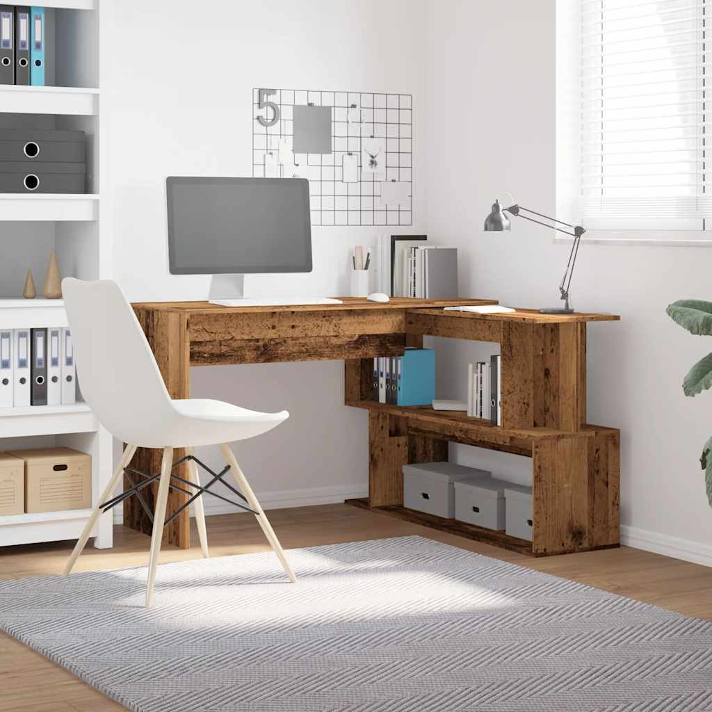 Hjørneskrivebord gammelt tre 200,5x50x76 cm konstruert tre