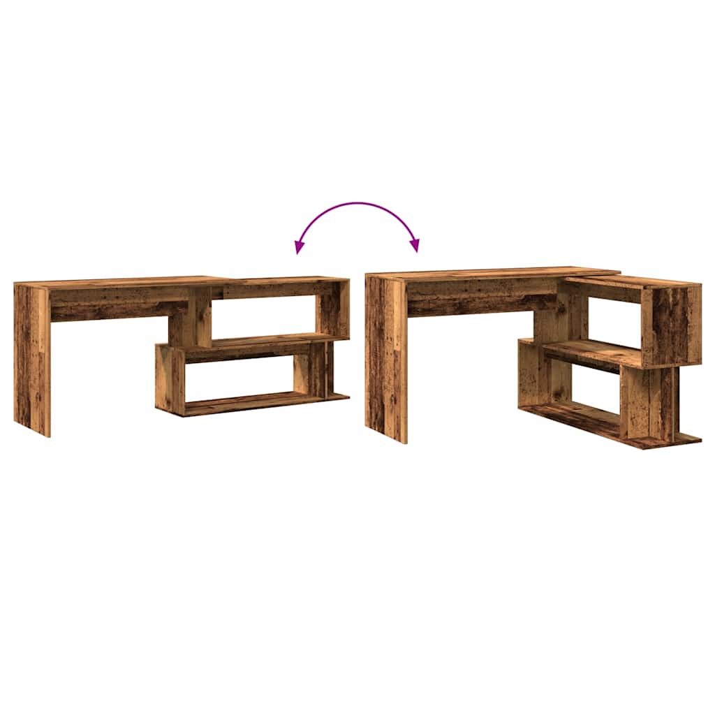 Hjørneskrivebord gammelt tre 200,5x50x76 cm konstruert tre
