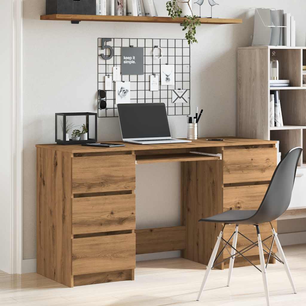 Skrivebord artisan eik 140x50x77 cm konstruert tre