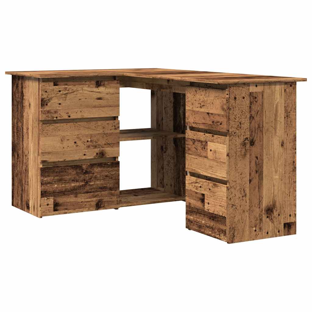 Hjørneskrivebord gammelt tre 145x100x76 cm konstruert tre