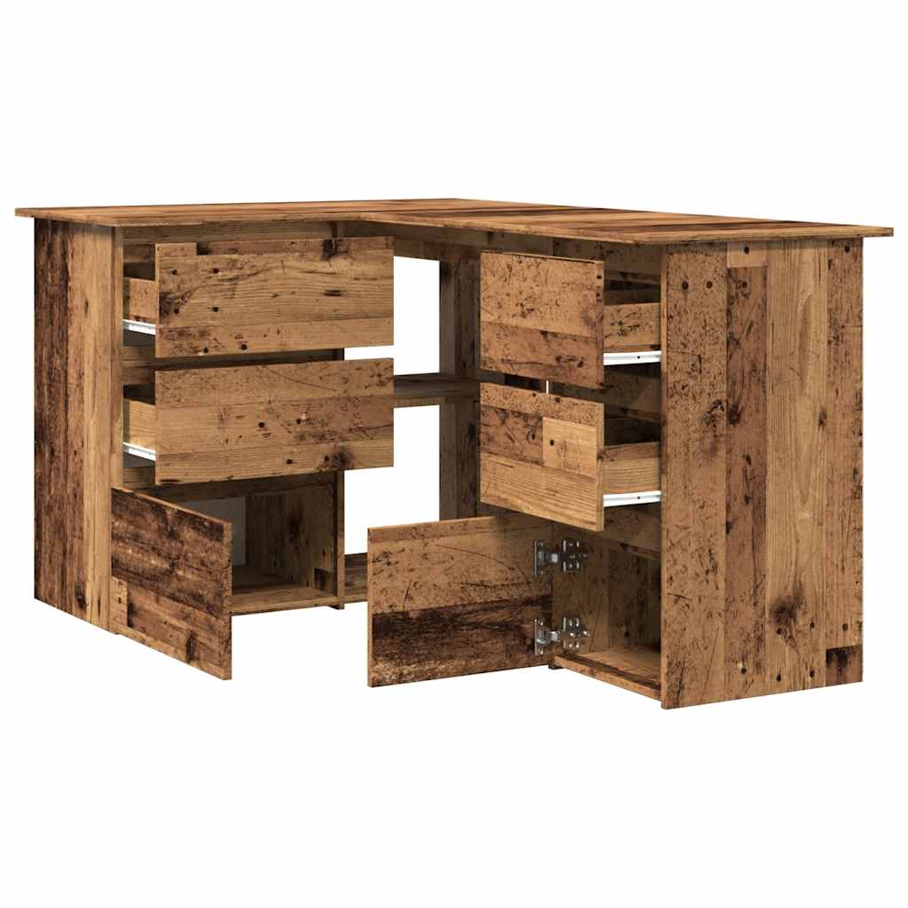 Hjørneskrivebord gammelt tre 145x100x76 cm konstruert tre