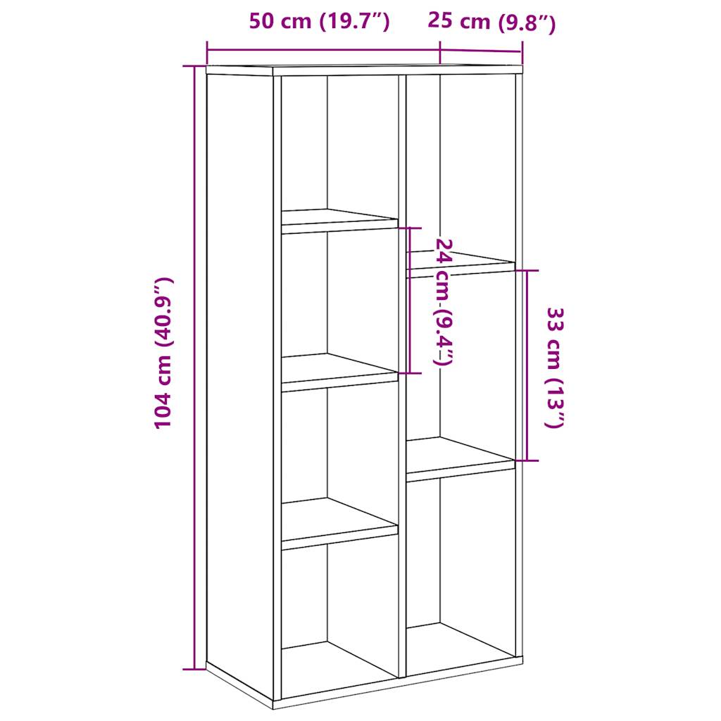 Bokhylle gammelt tre 50x25x104 cm