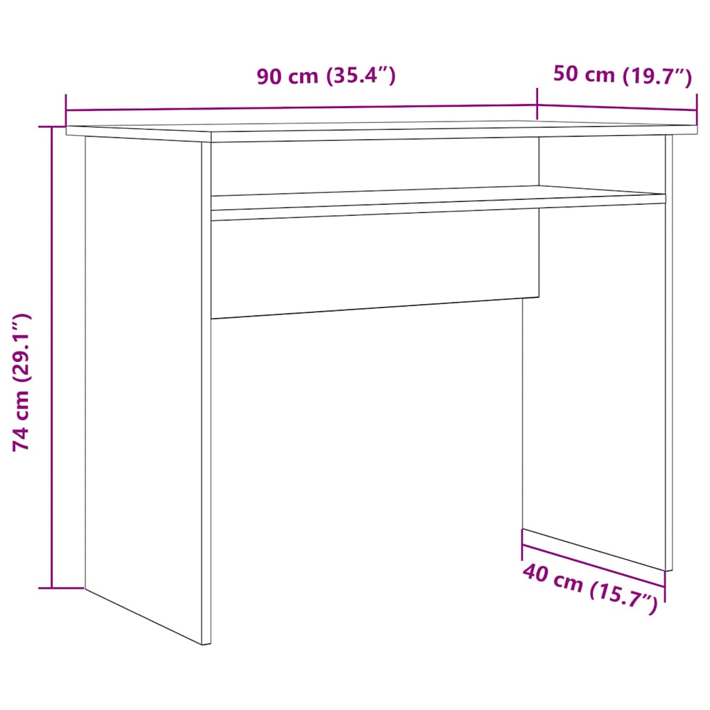 Skrivebord gammelt tre 90x50x74 cm konstruert tre