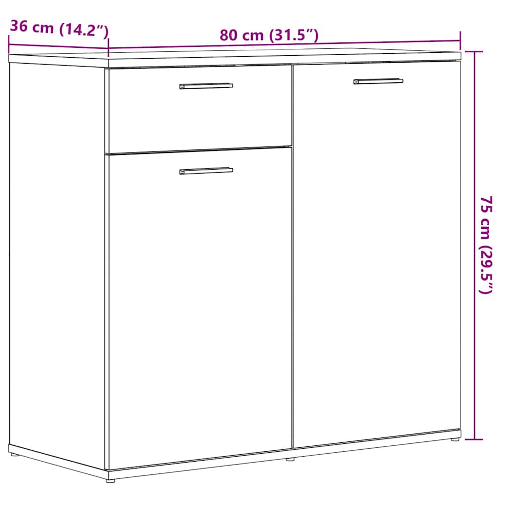 Skjenk gammelt tre 80x36x75 cm konstruert tre