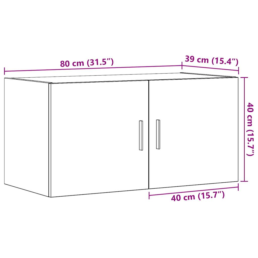 Veggskap gammelt tre 80x39x40 cm konstruert tre