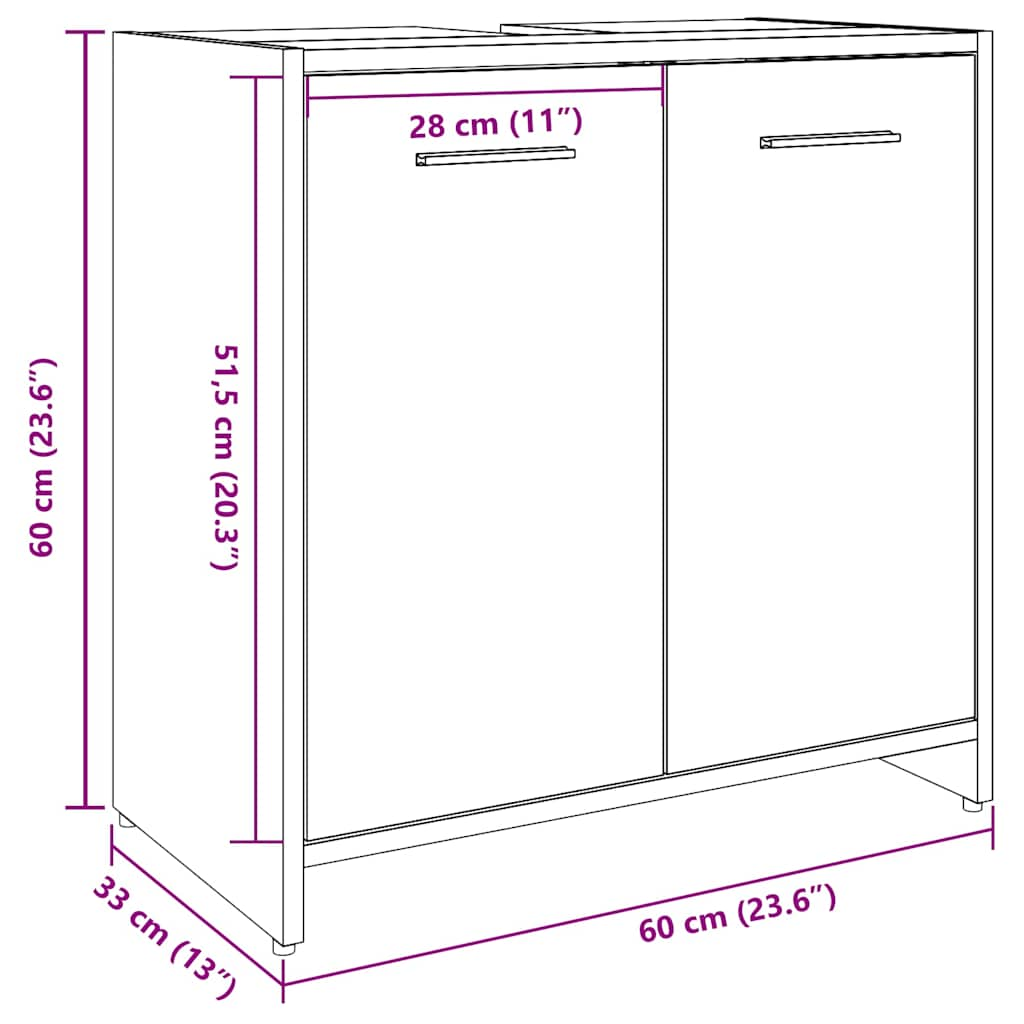 Servantskap gammelt tre 60x33x60 cm konstruert tre