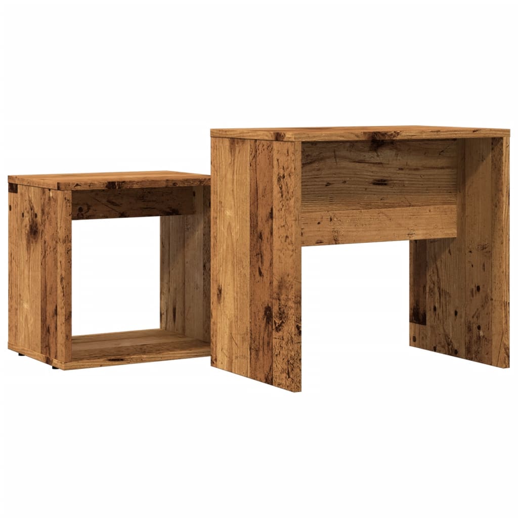 Stablebare salongbord 2 stk gammelt tre konstruert tre