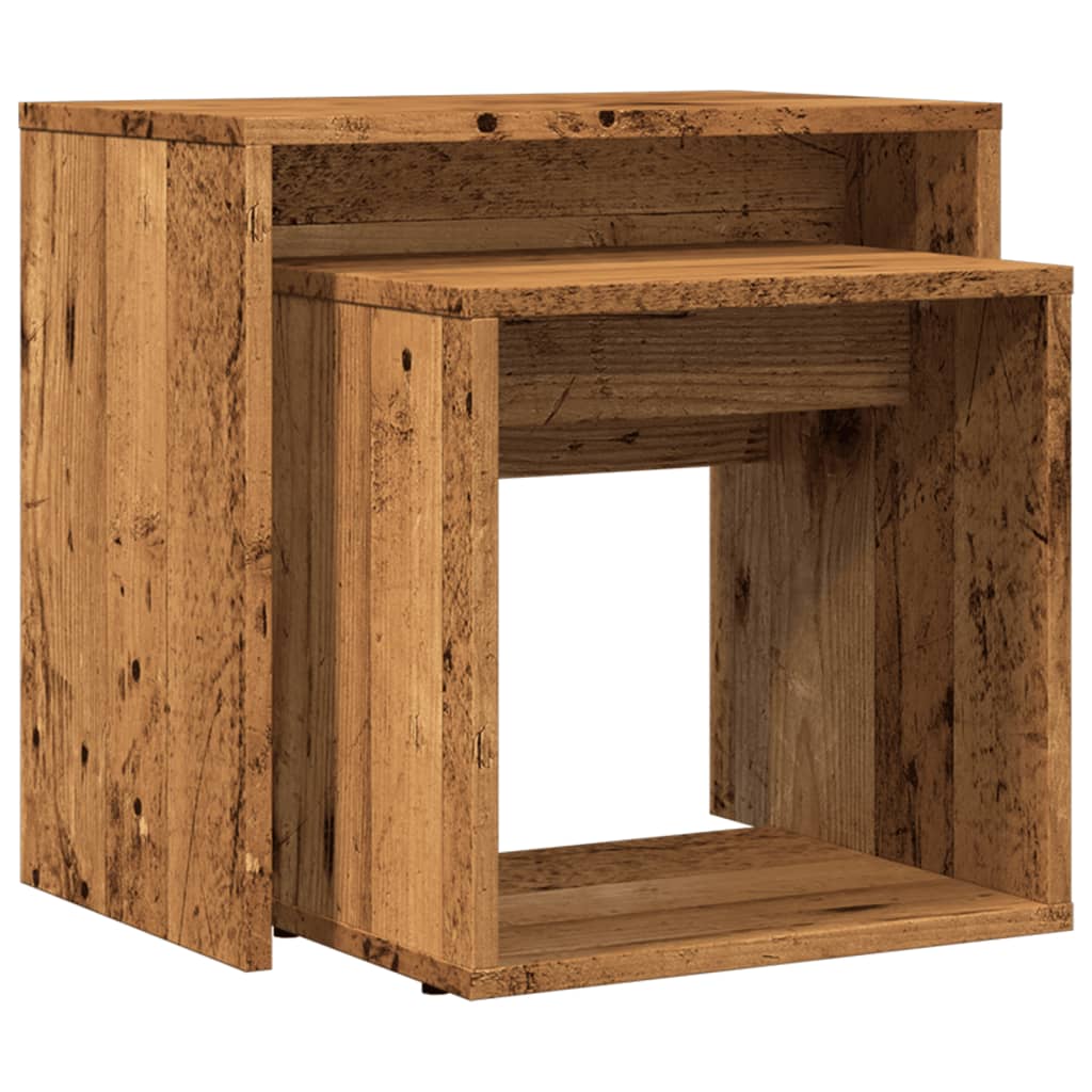 Stablebare salongbord 2 stk gammelt tre konstruert tre