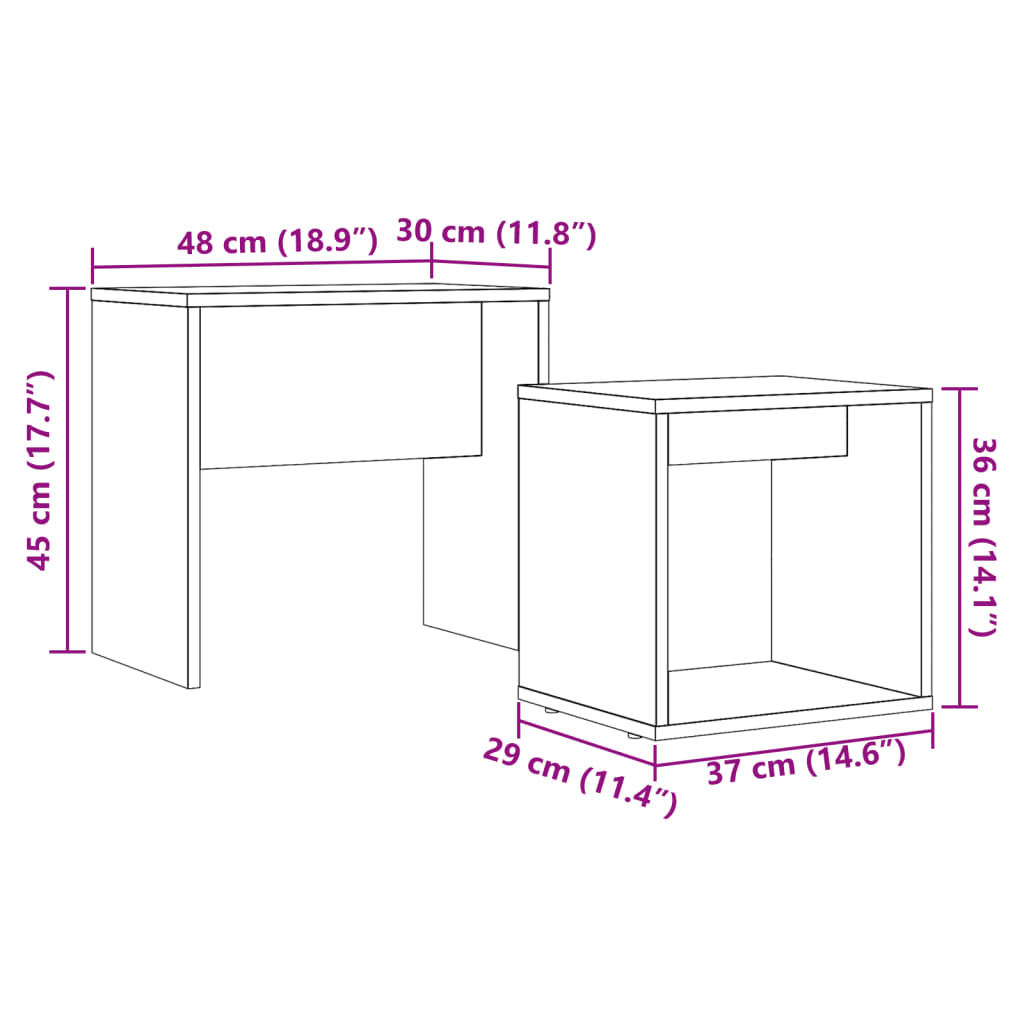 Stablebare salongbord 2 stk gammelt tre konstruert tre