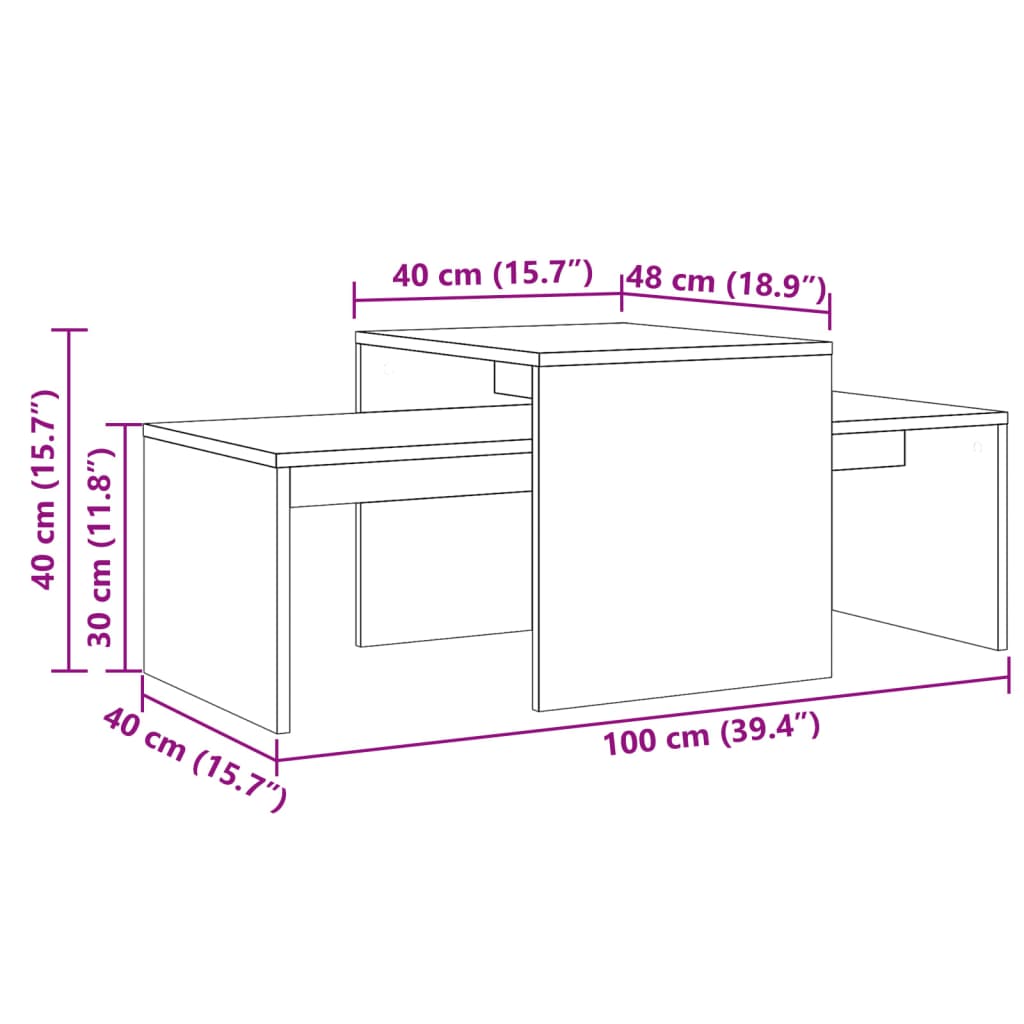 Salongbord gammelt tre 100x48x40 cm konstruert tre