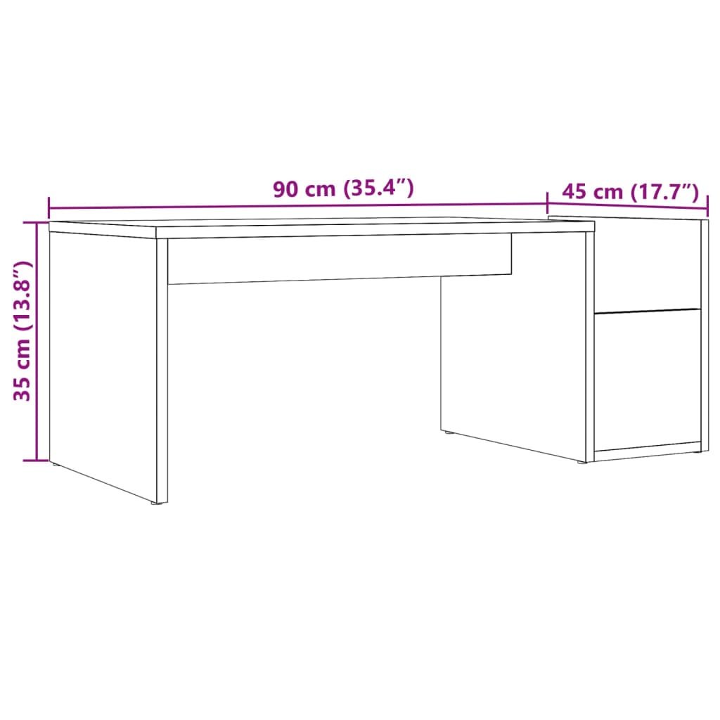 Salongbord gammelt tre 90x45x35 cm konstruert tre