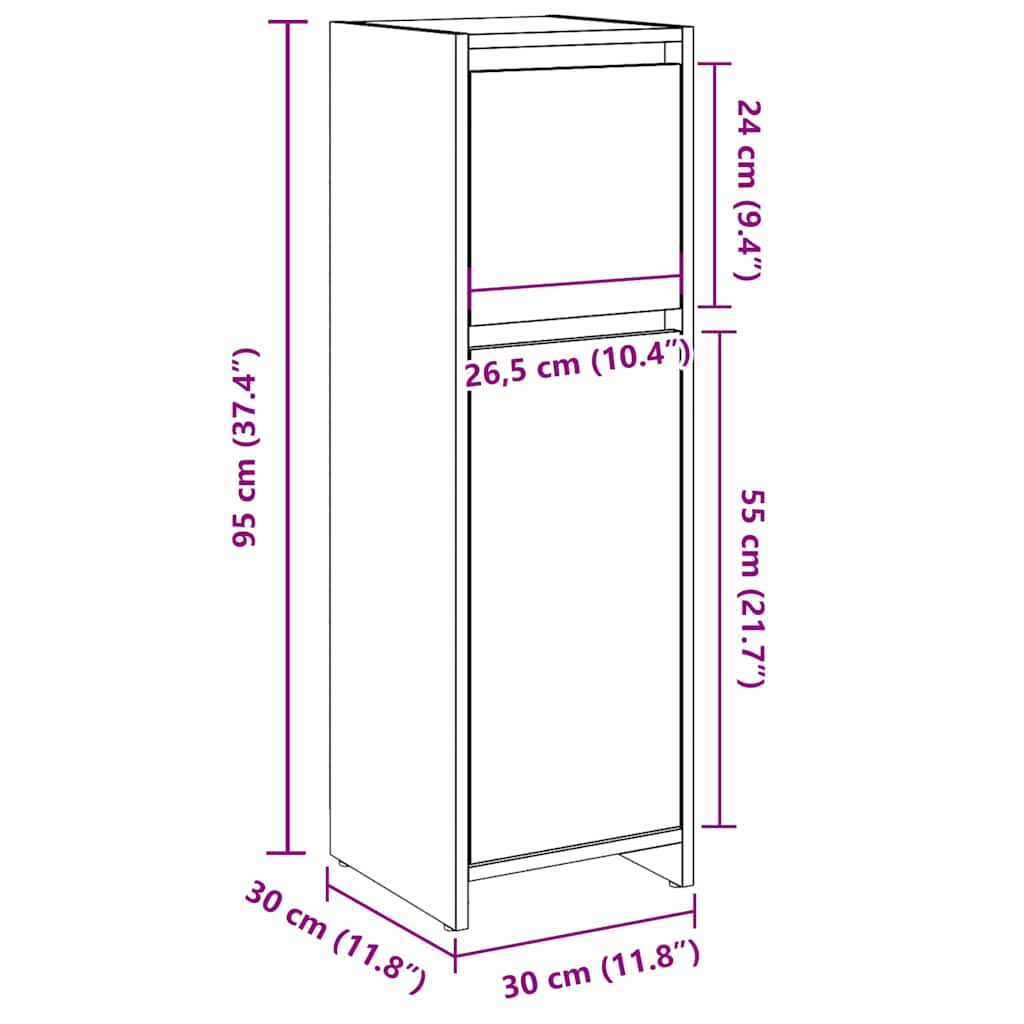 Baderomsskap artisan eik 30x30x95 cm konstruert tre