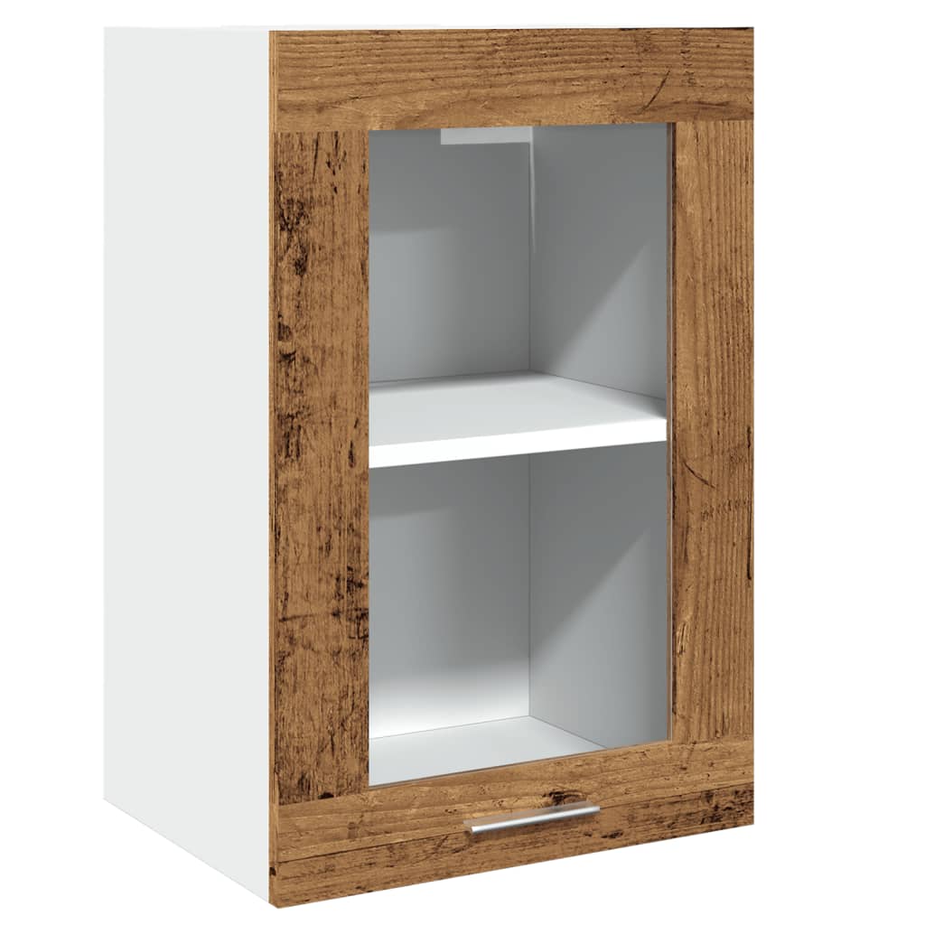 Hengende skap glass "Lyon" gammelt tre 40x31x60 cm