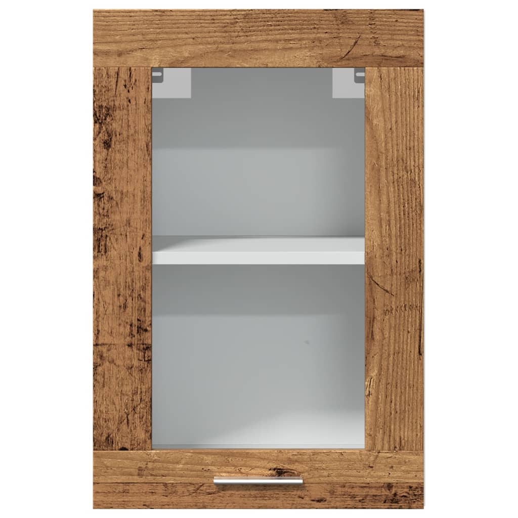 Hengende skap glass "Lyon" gammelt tre 40x31x60 cm