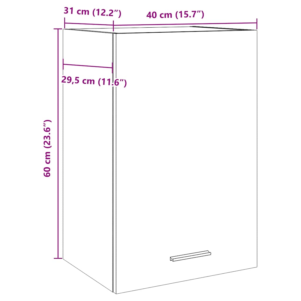 Hengende skap betonggrå 40x31x60 cm konstruert tre