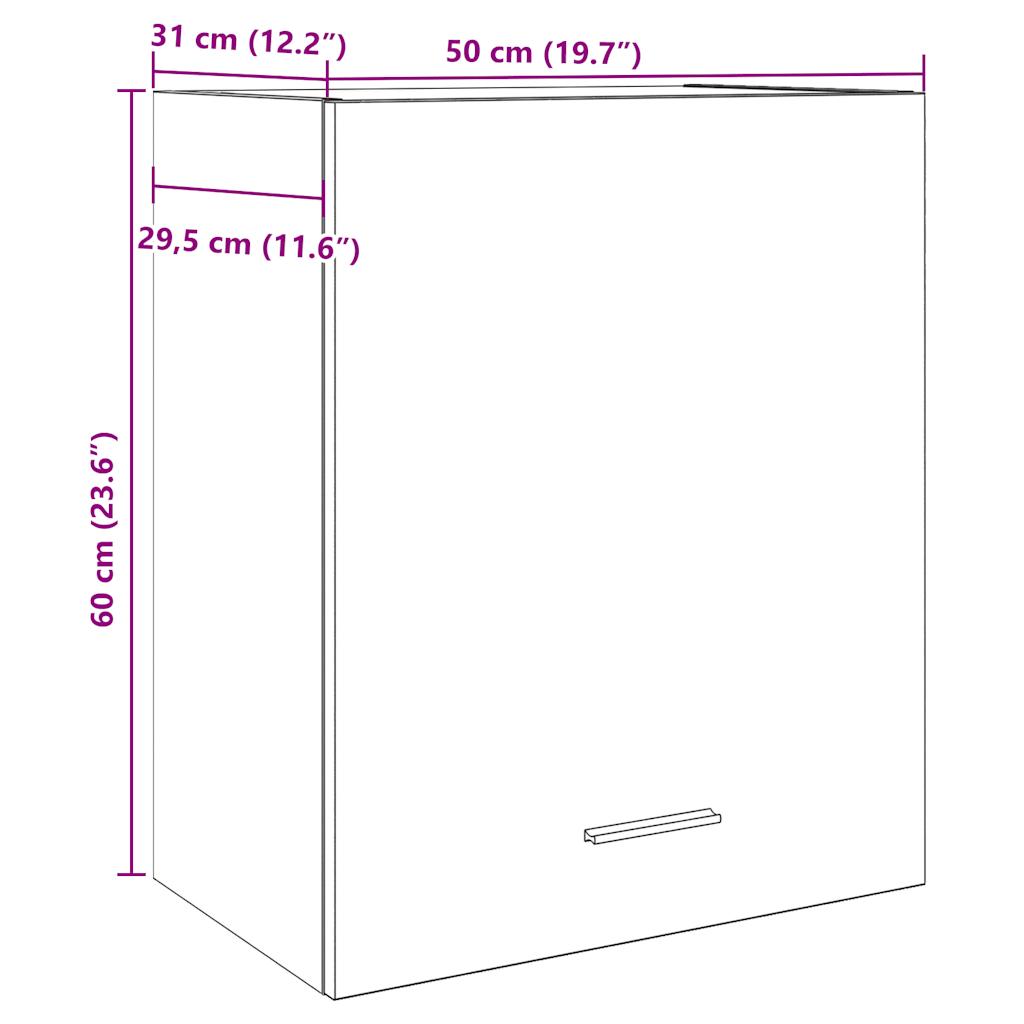 Hengende skap betonggrå 50x31x60 cm sponplate