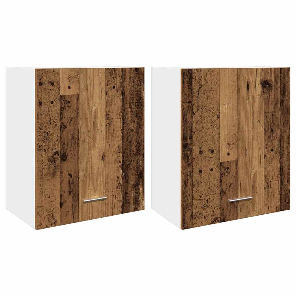 Hengende skap "Lyon" 2 stk gammelt tre 50x31x60 cm