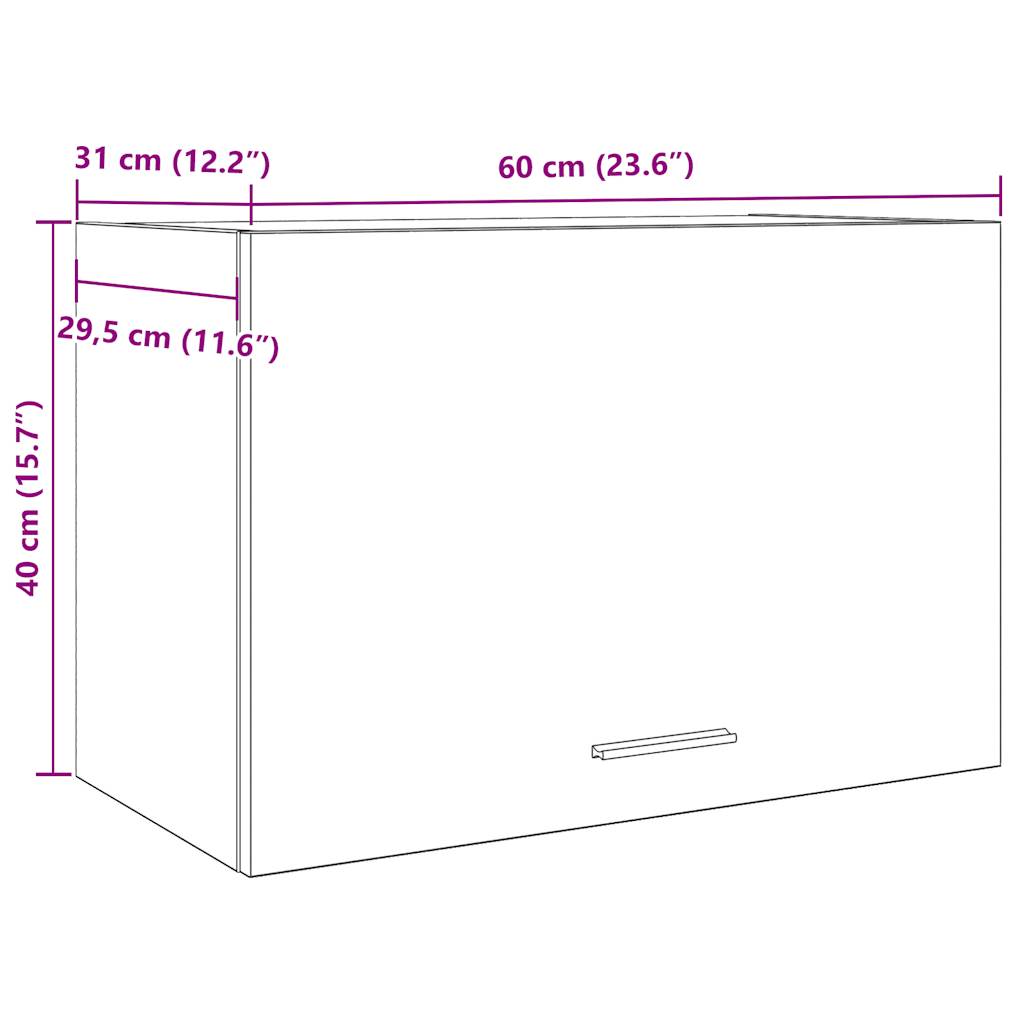 Hengende skap artisan eik 60x31x40 cm konstruert tre