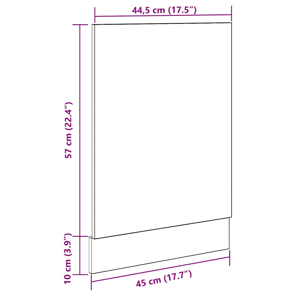 Oppvaskmaskinspanel gammelt tre 45x3x67 cm konstruert tre