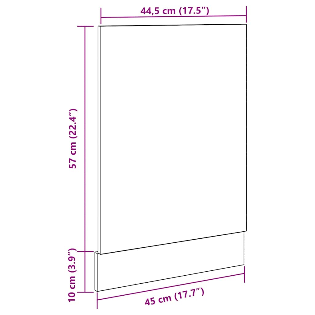 Oppvaskmaskinspanel artisian eik 45x3x67 cm konstruert tre