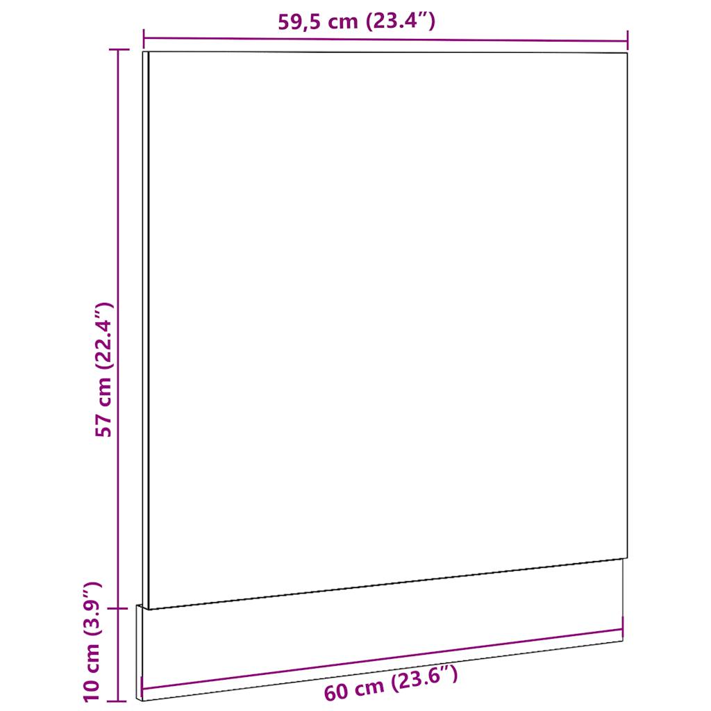 Oppvaskmaskinspanel betonggrå 60x1,5x67 cm konstruert tre