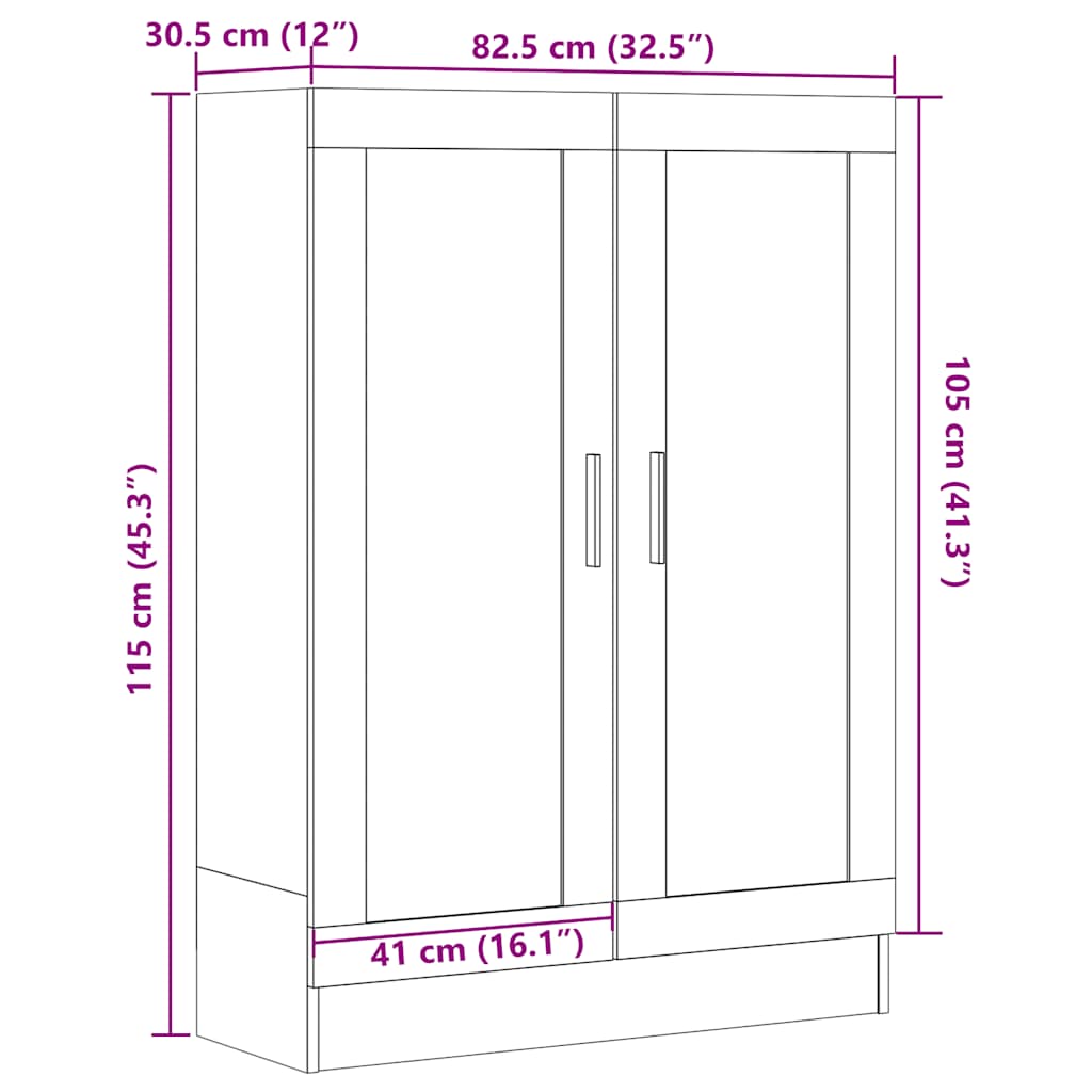 Bokhylle gammelt tre 82,5x30,5x115 cm konstruert tre
