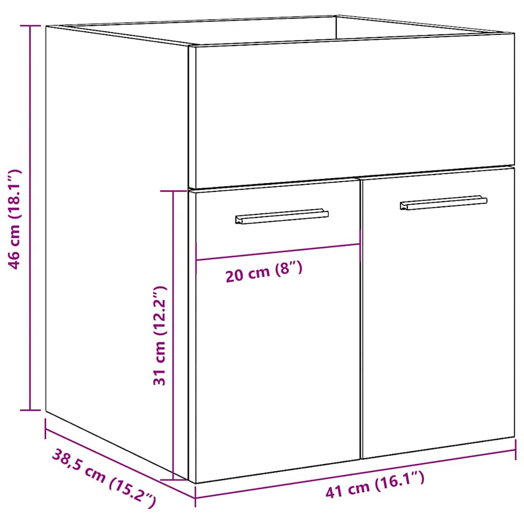 Baderomsservantskap betonggrå 41x38,5x46 cm konstruert tre