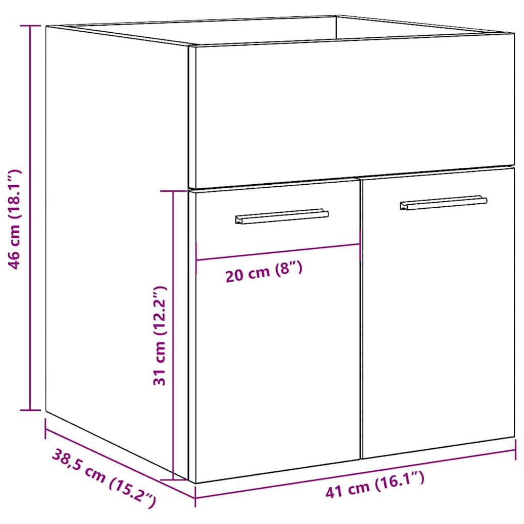 Servantskap artisan eik 41x38,5x46 cm konstruert tre