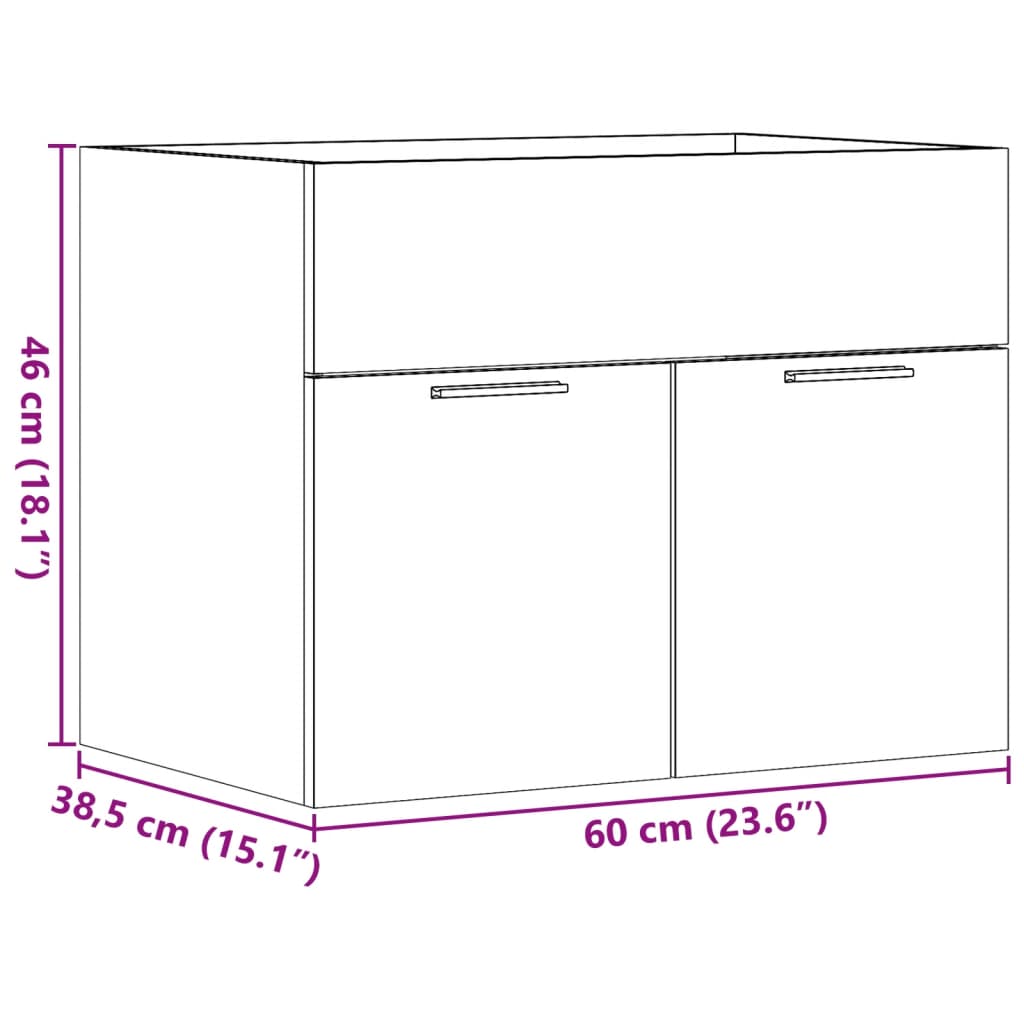 Servantskap betonggrå 60x38,5x46 cm sponplate