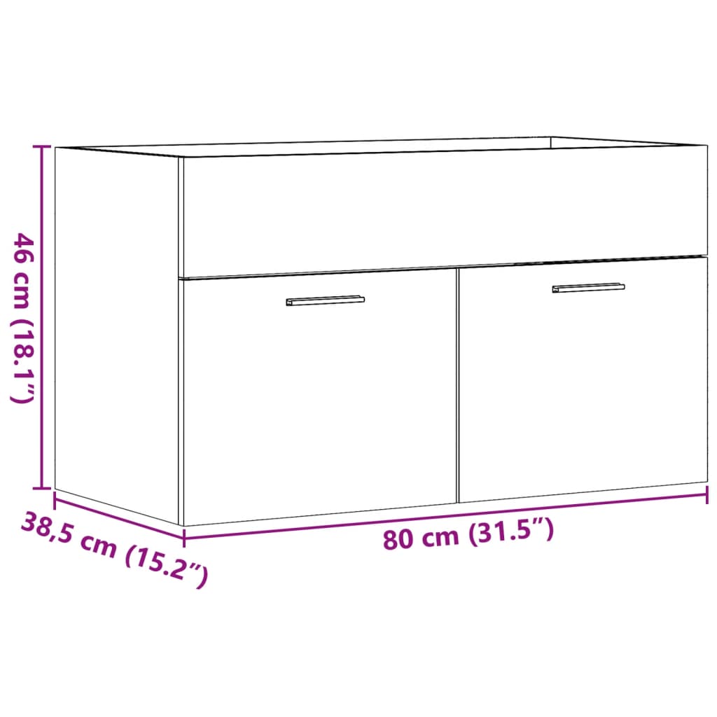 Servantskap betonggrå 80x38,5x46 cm sponplate