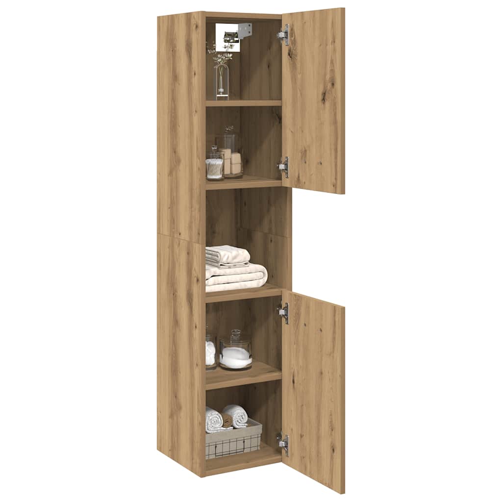 Hengende baderomsskap artisan eik 30x30x130 cm konstruert tre