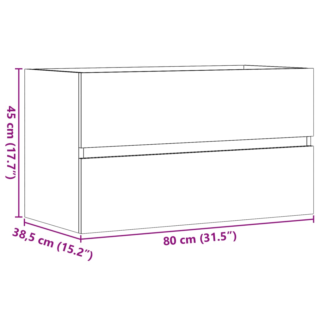Hengende baderomsskap artisan eik 80x38,5x45 cm konstruert tre
