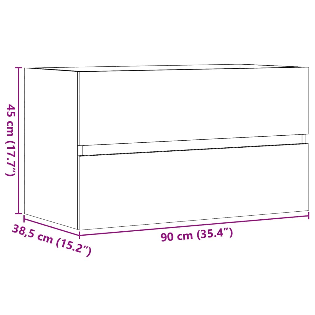 Servantskap betonggrå 90x38,5x45 cm sponplate