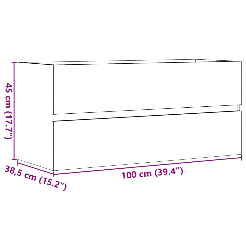 Servantskap betonggrå 100x38,5x45 cm sponplate